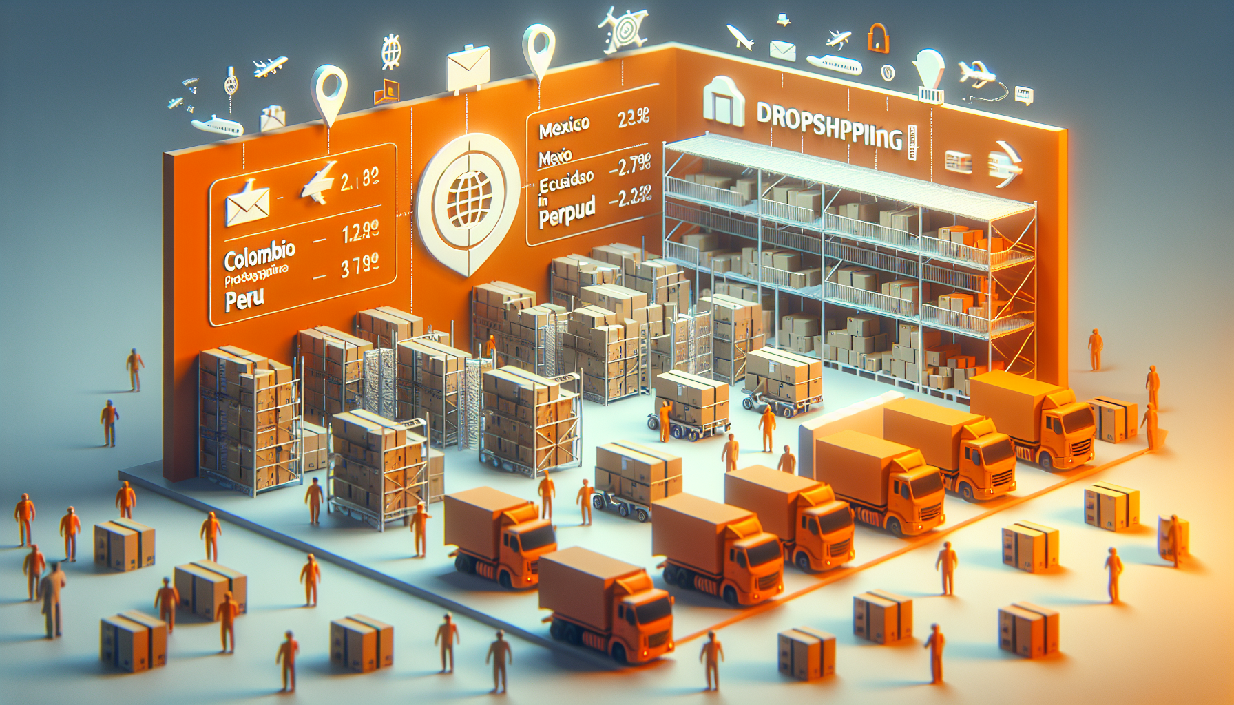 Dropi LATAM 2026: Dropshipping Colombia, México, Ecuador, Perú — ilustración