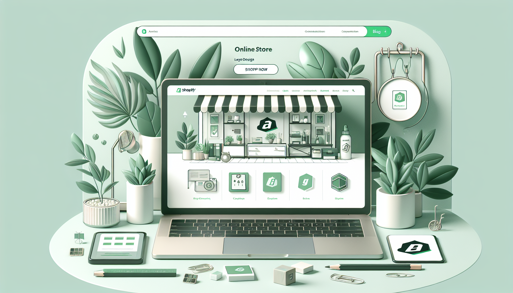 Aprende a Crear Logo Tu Tienda Shopify en 5 Minutos (2026) — ilustración